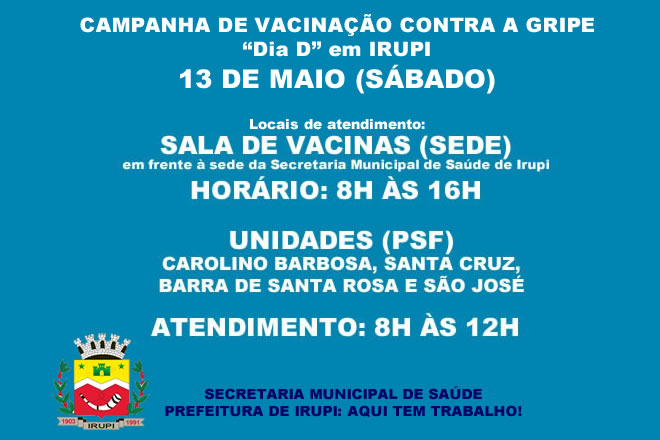 Secretaria de Saúde divulga “Dia D de Vacinação” contra a Gripe
