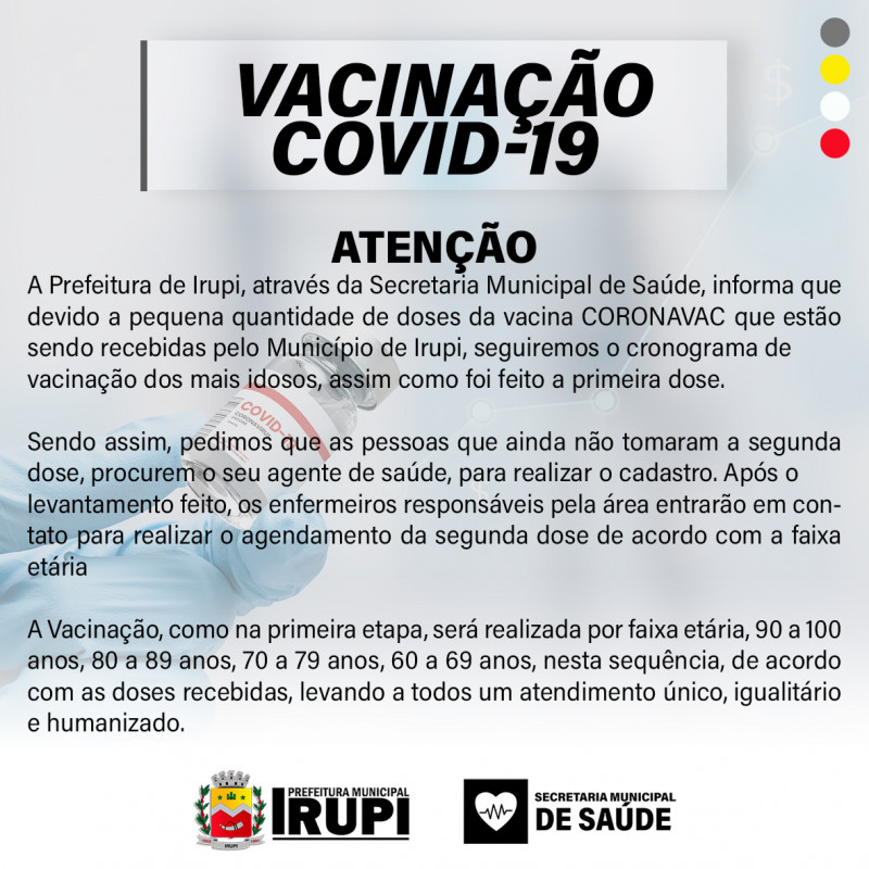 Informações importantes sobre cronograma de vacinação.