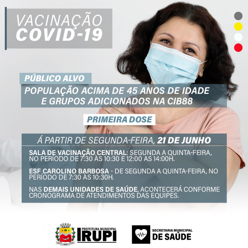 Agenda de Vacinação - População acima de 45 anos de idade.