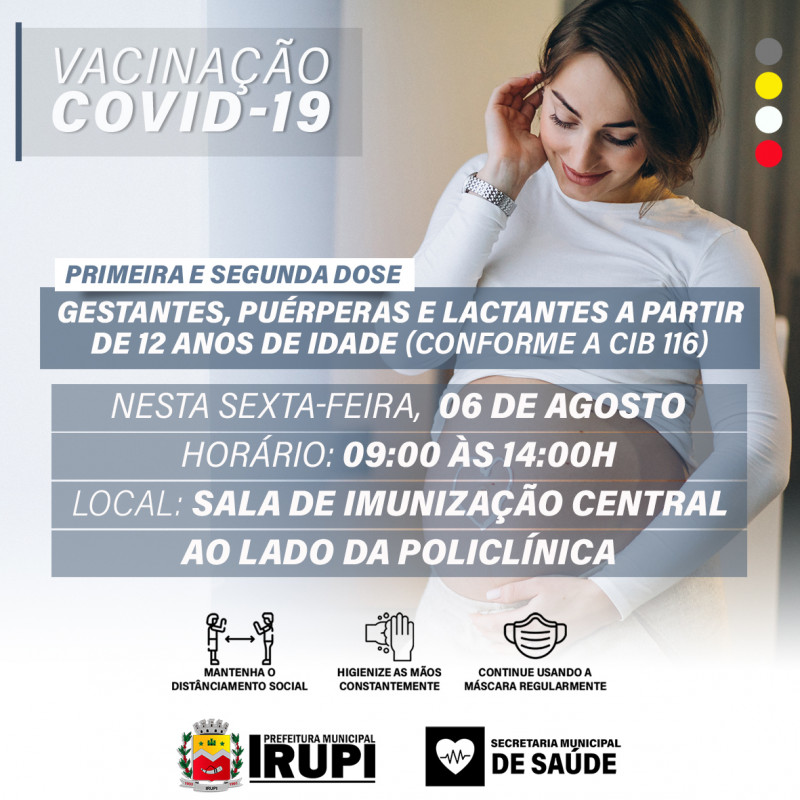 Ação de Vacinação contra COVID-19 para Gestantes, puérperas e lactantes.