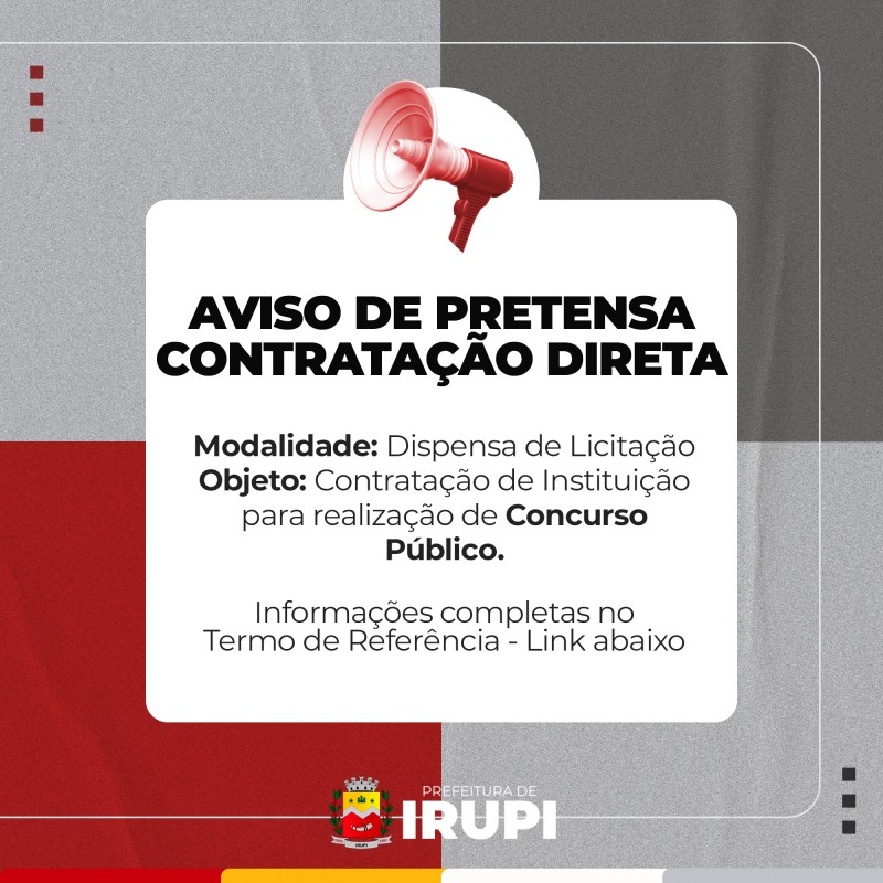 Aviso de Pretensa Contratação Direta