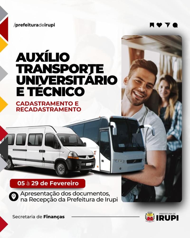 Auxílio Transporte: cadastramento e recadastramento