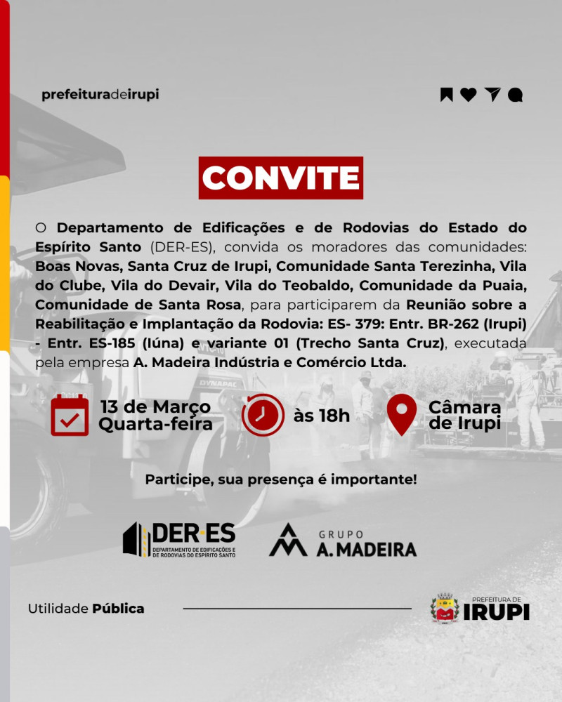 Reunião do DER-ES sobre a reabilitação e implantação da Rodovia ES-379