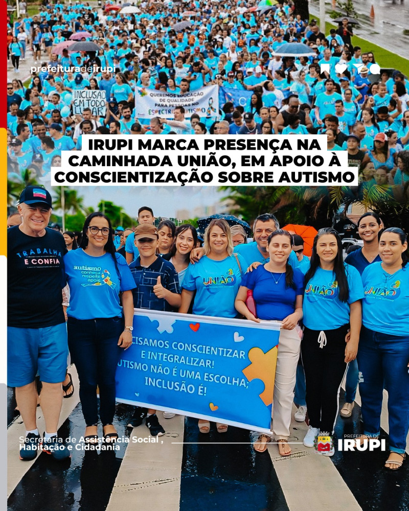 Irupi marca presença na caminhada união, em apoio à conscientização sobre autismo