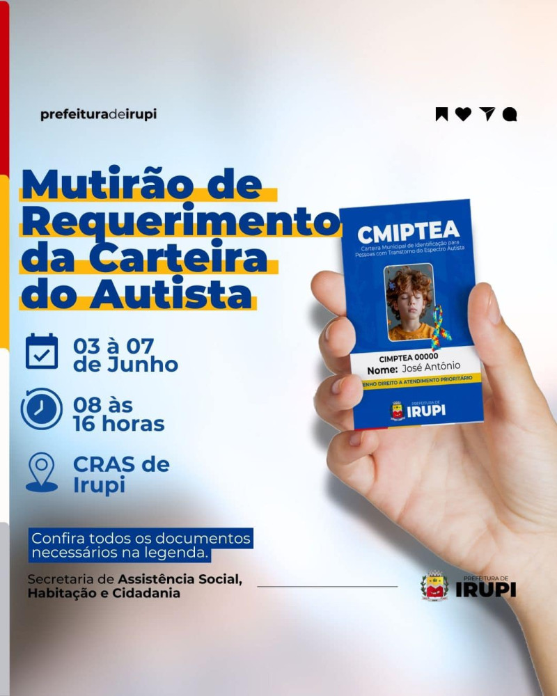 Mutirão de Requerimento de Carteira do Autista