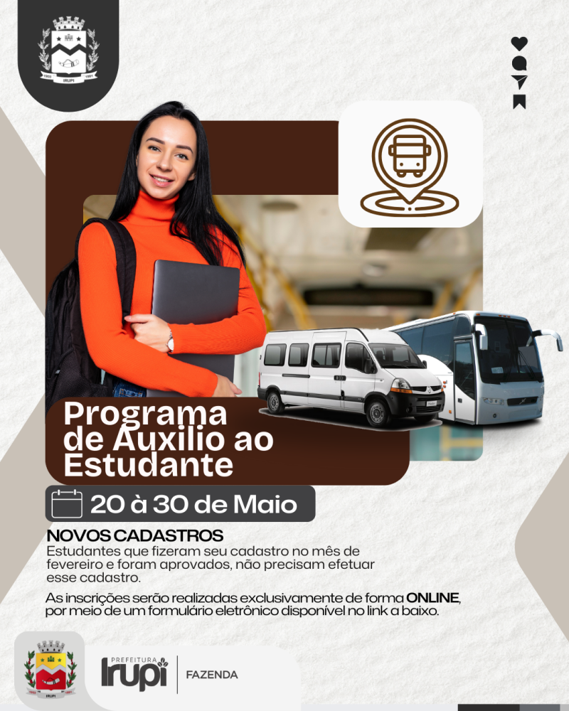 Aberta a etapa de cadastramento do Programa de Auxílio ao estudante