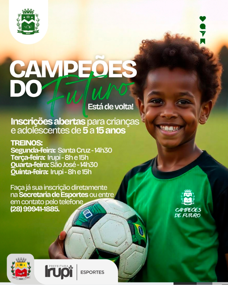 Projeto Campeões do Futuro está de volta! Inscrições abertas para crianças e adolescentes de 5 a 15 anos