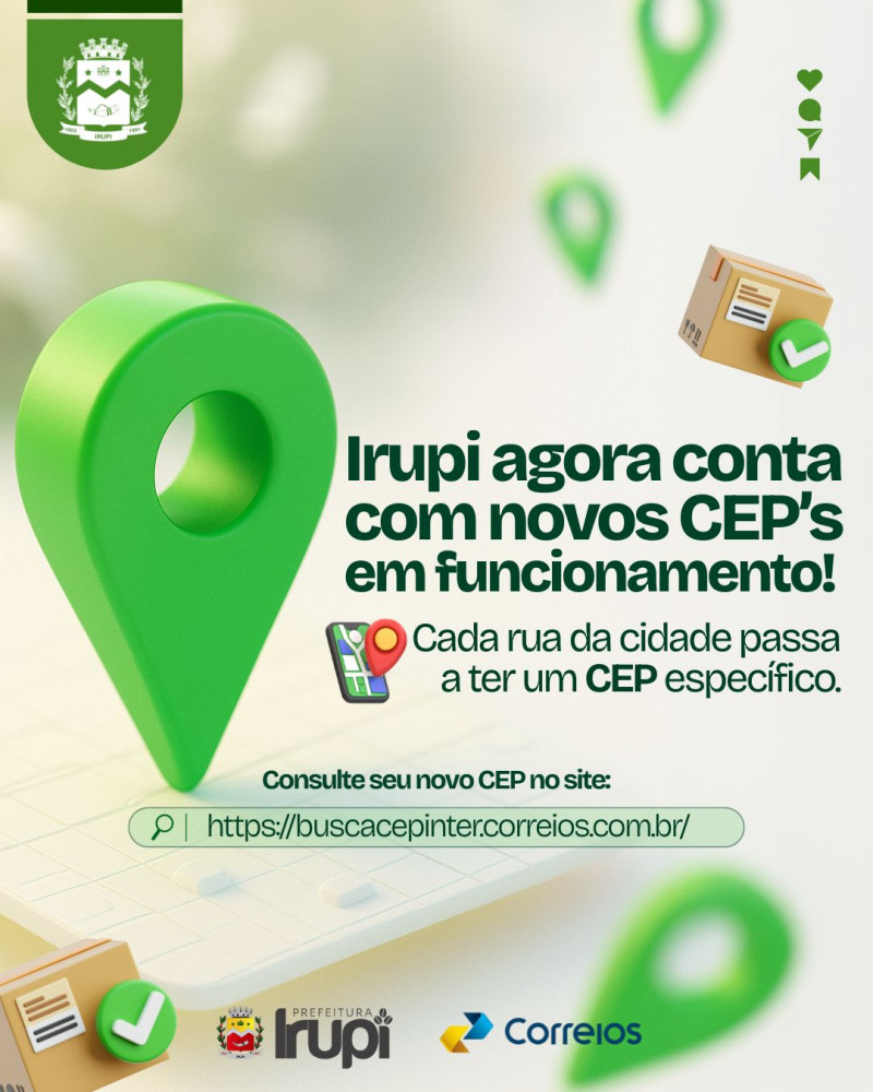 Irupi agora conta com novos CEP's
