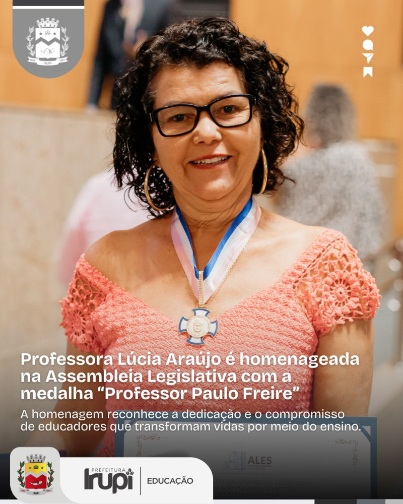 Professora Lúcia Araújo é homenageada na Assembleia Legislativa com a medalha “Professor Paulo Freire”