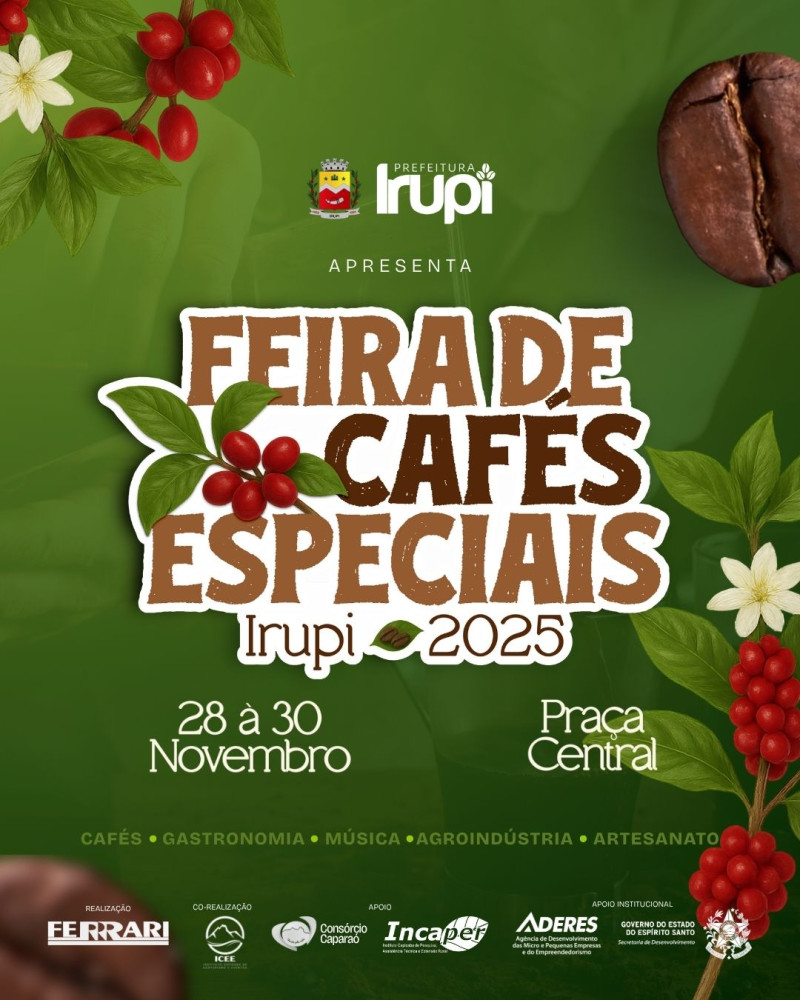 Vem aí a Feira de Cafés Especiais em Irupi.