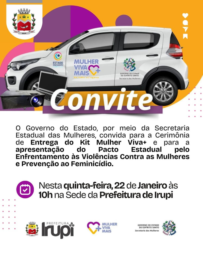 Irupi recebe Kit Mulher Viva+ e fortalece políticas de enfrentamento à violência contra as mulheres