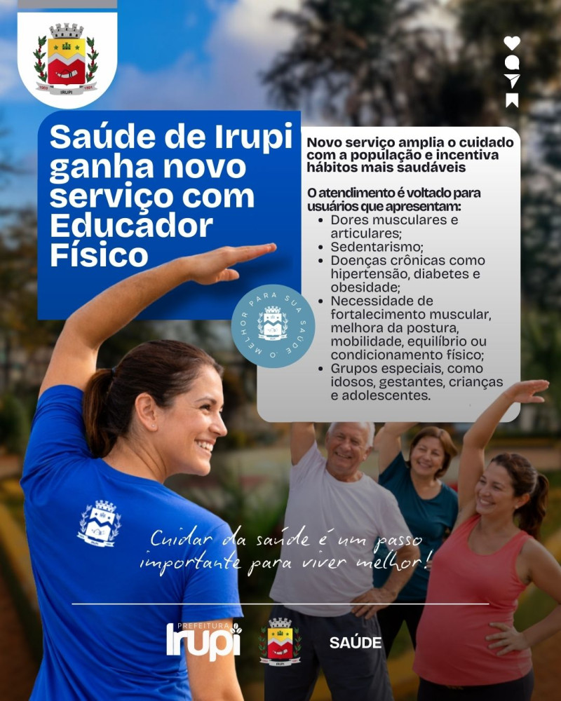 Saúde de Irupi passa a contar com atendimento de Educador Físico