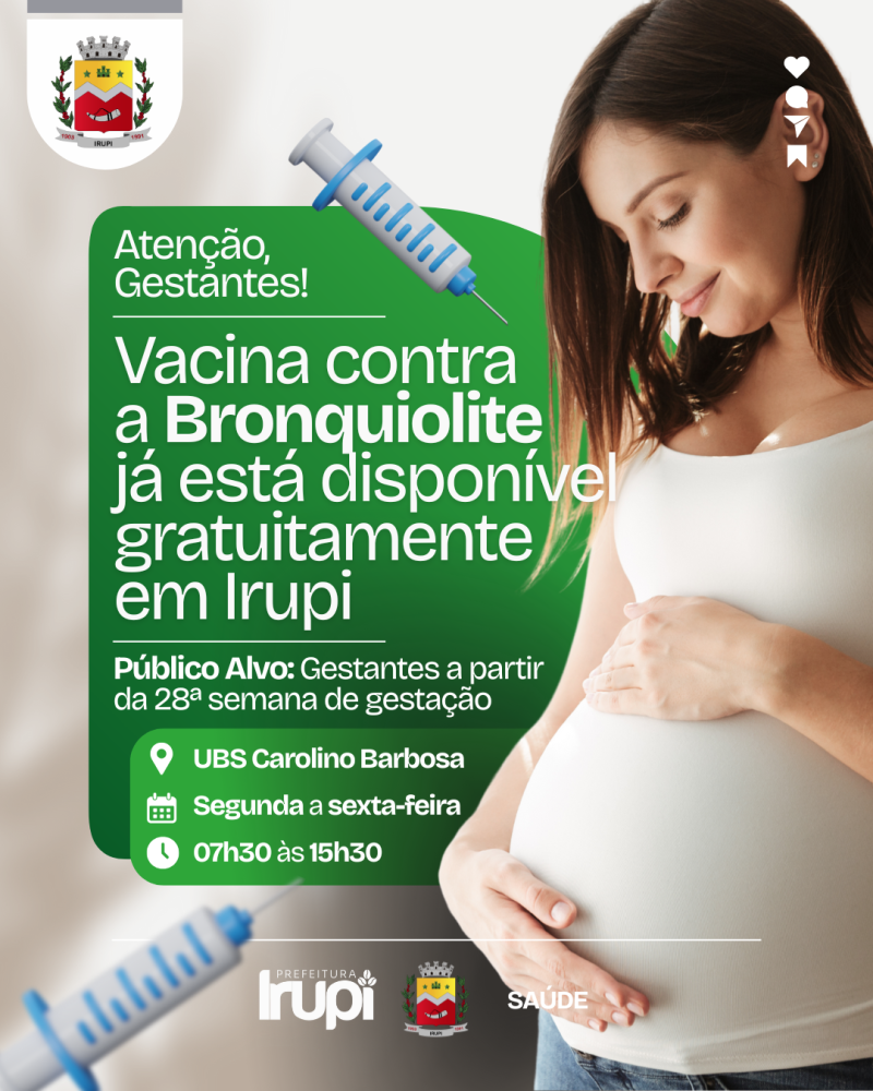 Vacina contra a bronquiolite já está disponível em Irupi