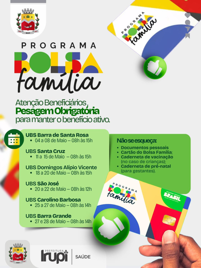 Programa Bolsa Família: Atenção Beneficiários, pesagem obrigatória para manter o benefício ativo