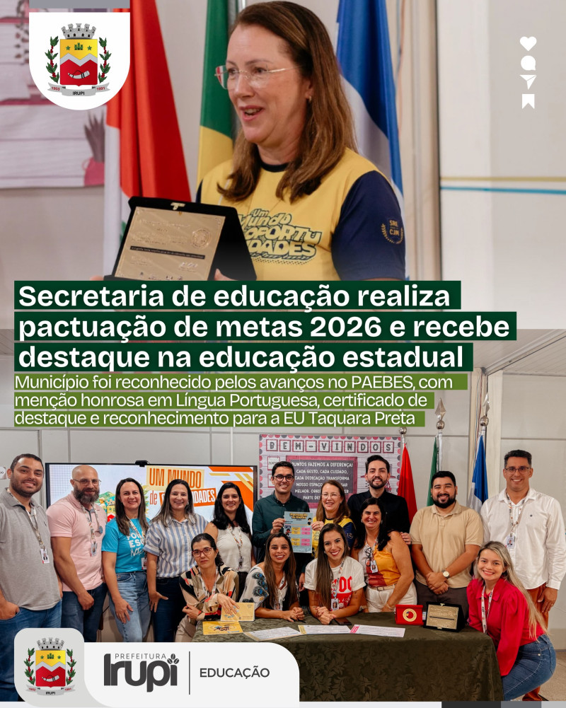 Secretaria de Educação realiza Pactuação de metas 2026 e recebe destaque na educação estadual