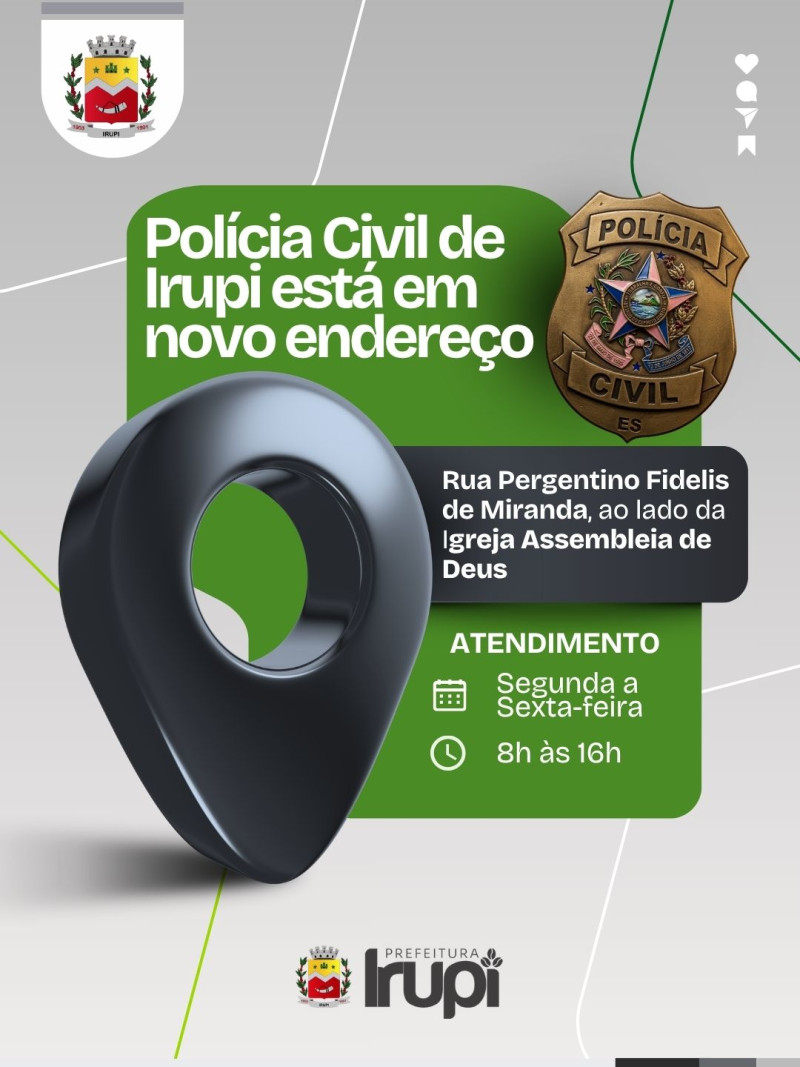 Polícia Civil de Irupi está em novo endereço