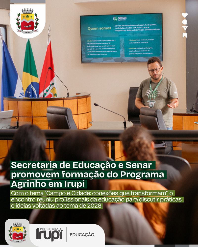 Secretaria de Educação e Senar promovem formação do Programa Agrinho
