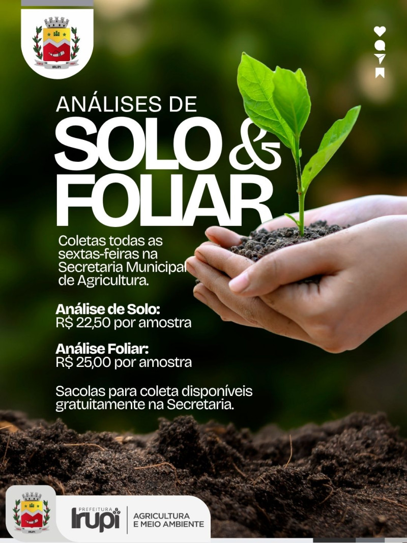 Disponível o serviço de Análises de Solo e Foliar