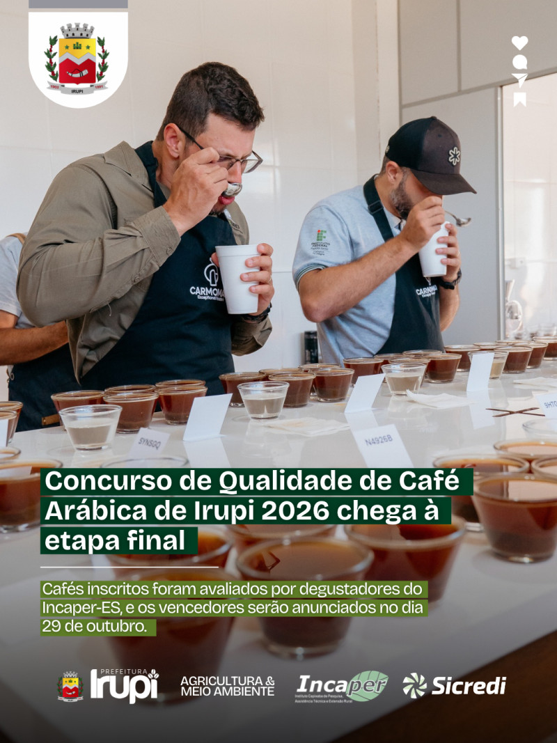 Concurso de Qualidade de Café Arábica de Irupi 2026 chega à etapa final